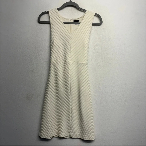 Ann Taylor ribbed midi dress belted cream 4P petite tank - Picture 1 of 9
